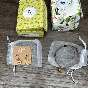 Plunder Gold Tollie Earrings and Matching Bracelet Set